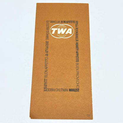 1960s TWA Airlines Dinner Menu AB8