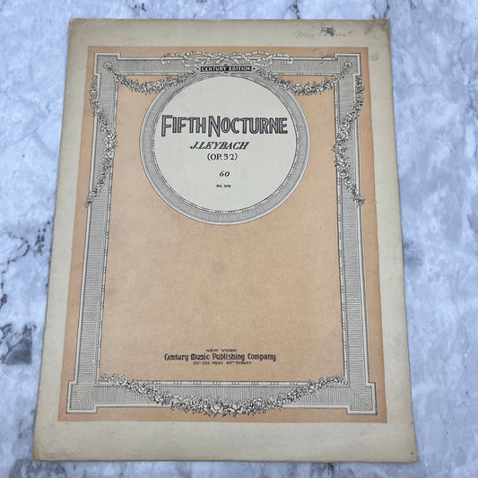 Antique Sheet Music Fifth Nocturne J. Leybach OP 52 Century Music Publishing V41-1