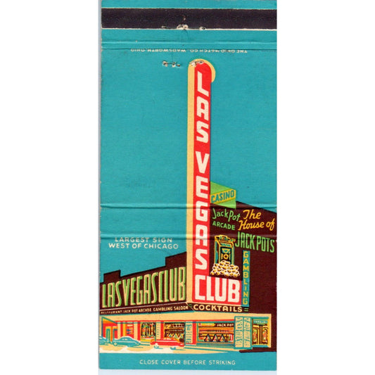 Las Vegas Club NV - Blue Advertising Matchbook Cover MM11-8