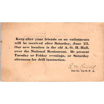 1917 WWI Enlistment Postcard Jackson Ohio TK1-25