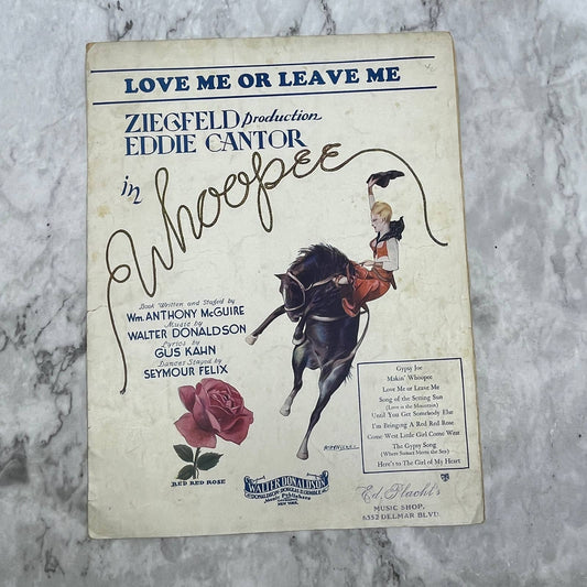 Love Me Or Leave Me Whoopee Ziegfeld Eddie Cantor 1928 Sheet Music TK2-SM4