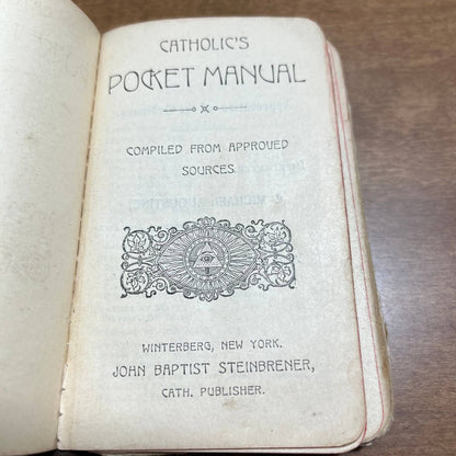 1909 IHS Leather Catholic’s Pocket Manual All Seeing Eye Winterberg NY TG6