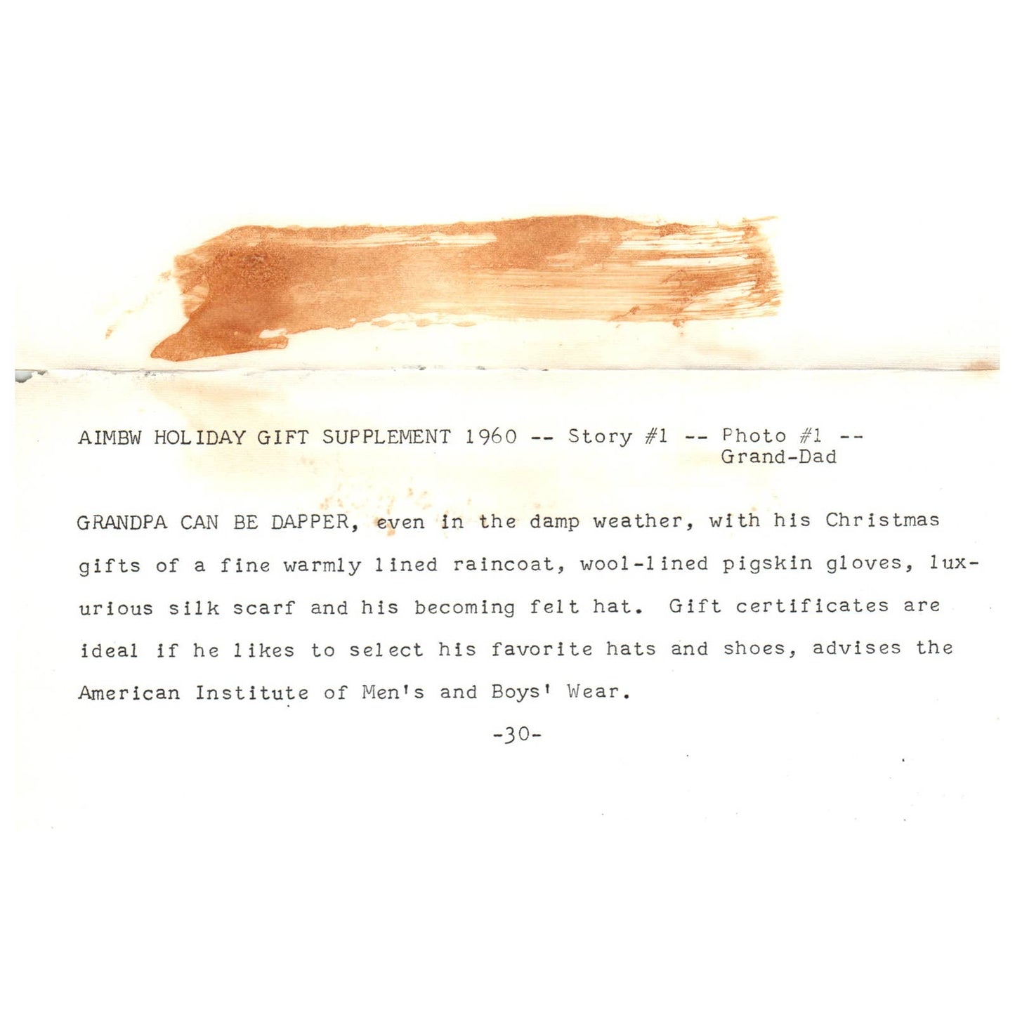 c1960 Press Photo Christmas Gifts Clothing Ad Grandpa Can Be Dapper AE1