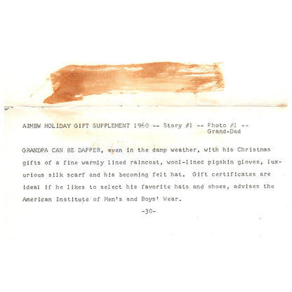 c1960 Press Photo Christmas Gifts Clothing Ad Grandpa Can Be Dapper AE1