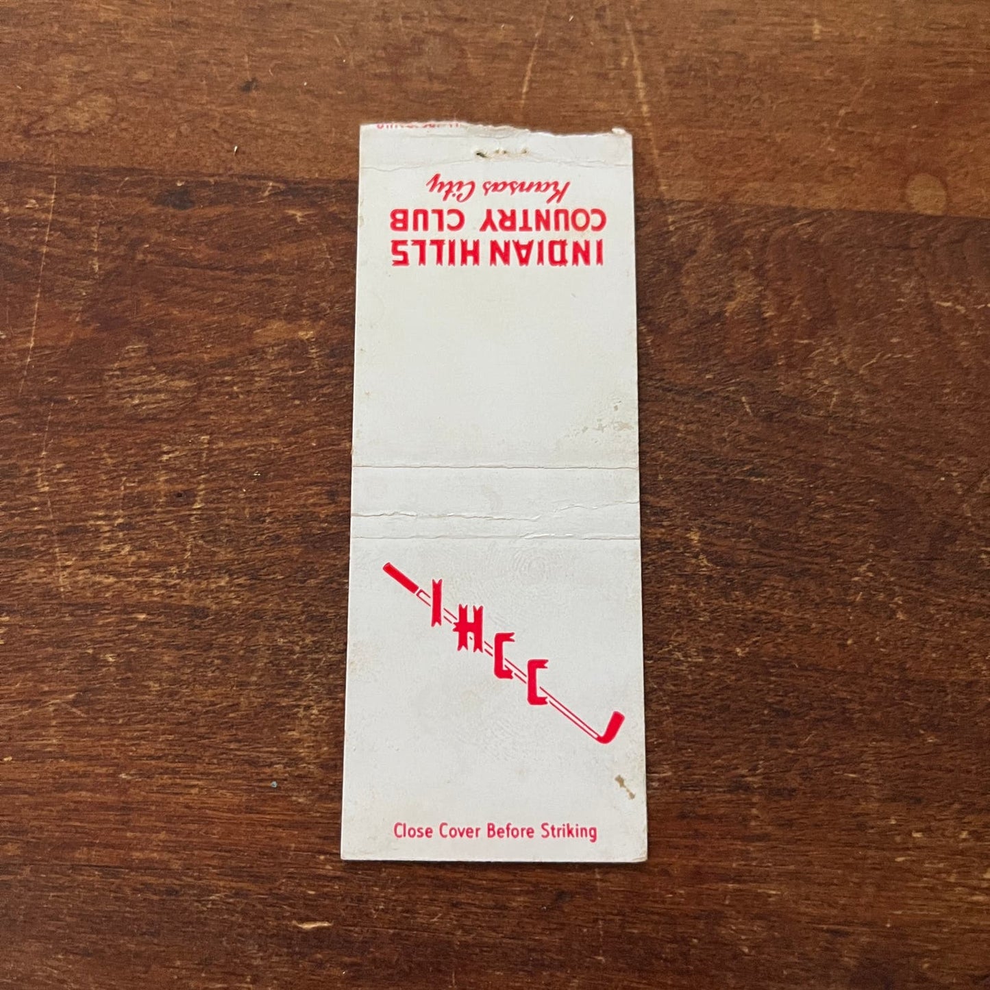 Indian Hills Country Club Kansas City White Advertising Matchbook Cover SB3-M6