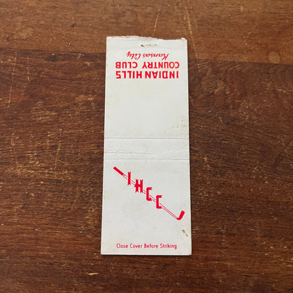 Indian Hills Country Club Kansas City White Advertising Matchbook Cover SB3-M6