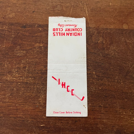 Indian Hills Country Club Kansas City White Advertising Matchbook Cover SB3-M6