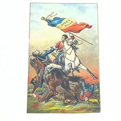 1880s "The Fight for the Standard" Ayer's Pills Soldiers Horses Trade Card AC2