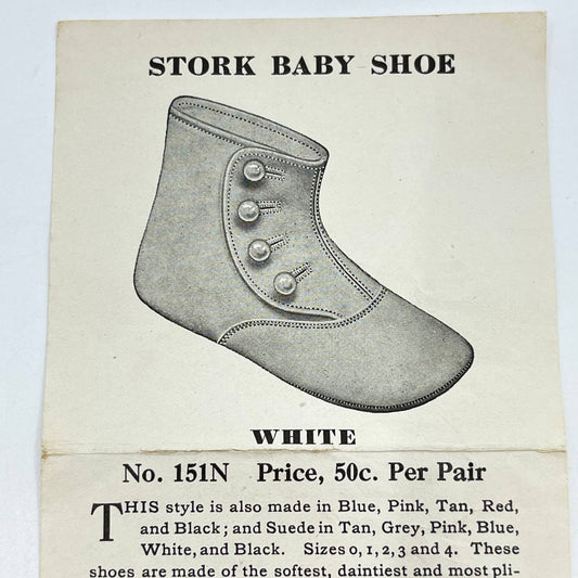 1920s Advertisement Leaflet The Stork Company Stork Baby Shoe Boston MA SC5