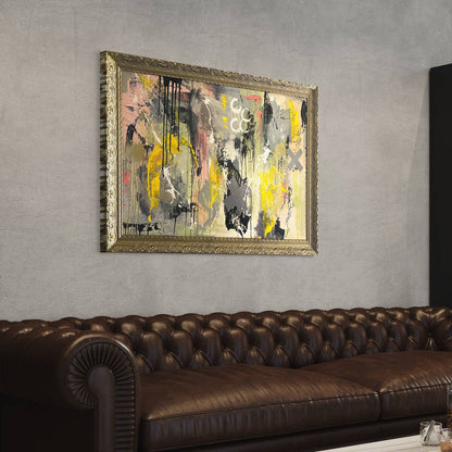 Original LARGE Framed Abstract Art Painting 40x28 “Saturday Morning” w/ COA