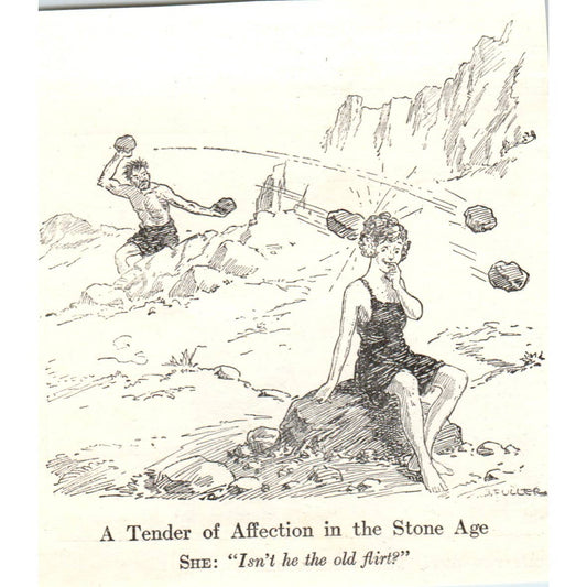 Political Cartoon Comic Affection in the Stone Age - 1921 Original Ad TJ7-S