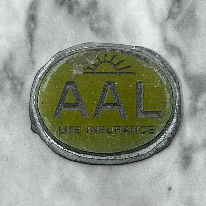 Vintage Printing Letterpress Printers Block Plate AAL Life Insurance TJ513