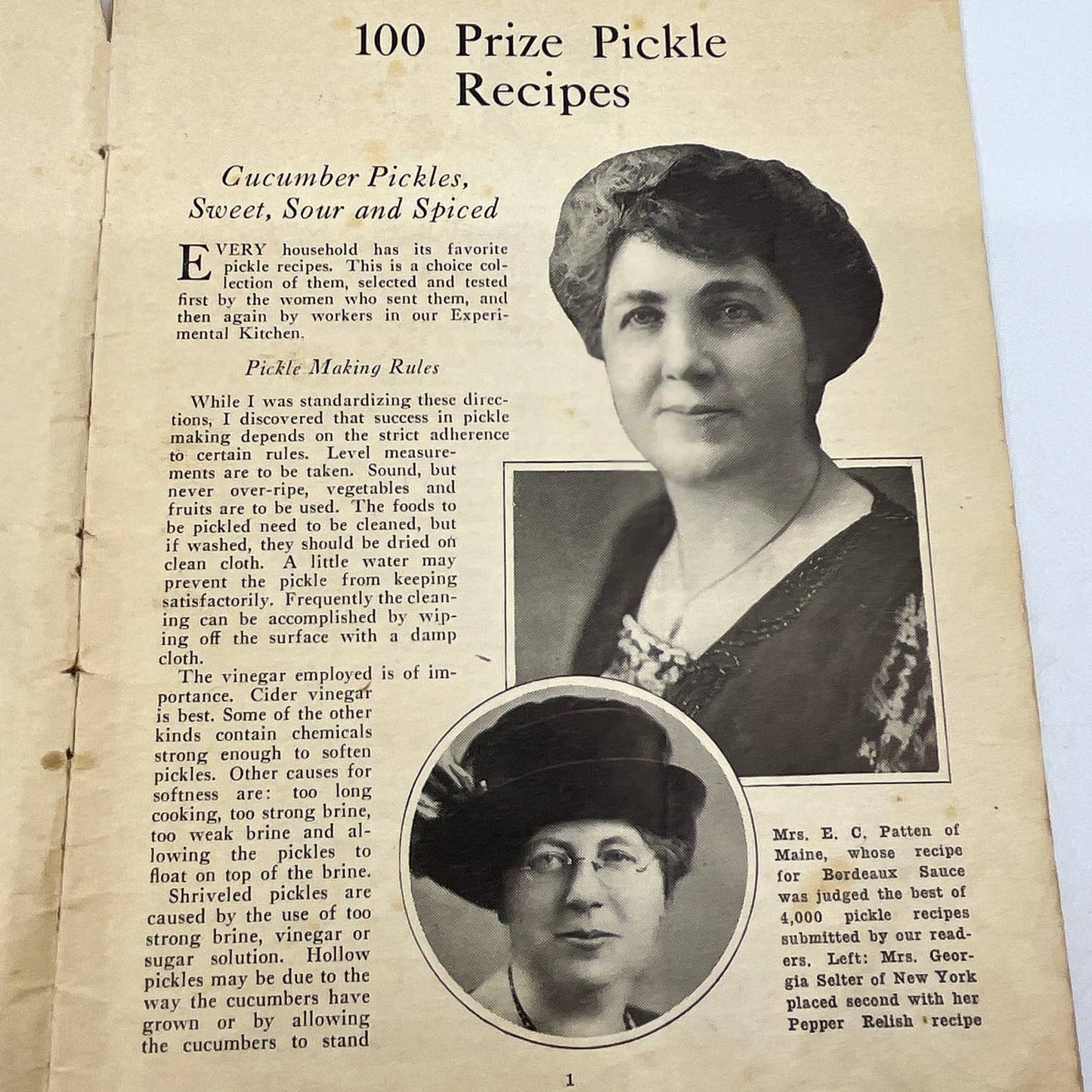 1920s Recipe Cookbook 100 Prize Pickle Recipes Farm & Fireside NY TI4