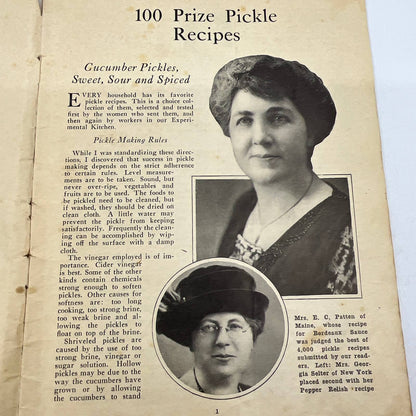 1920s Recipe Cookbook 100 Prize Pickle Recipes Farm & Fireside NY TI4