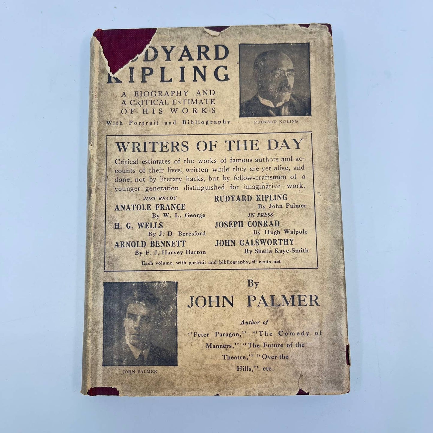 Rudyard Kipling - Writers of the Day - John Palmer Hardcover Dust Jacket TF3