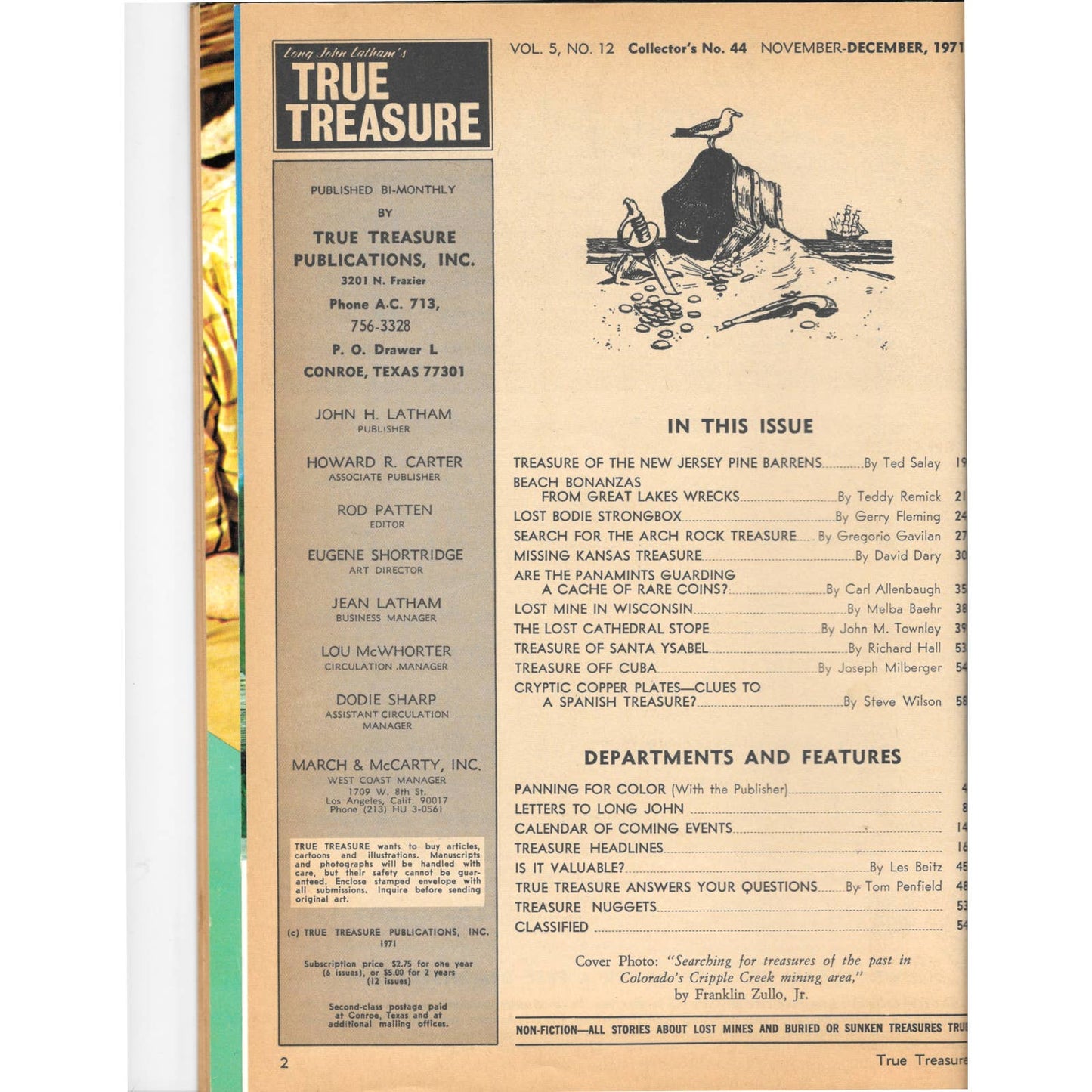 Long John Lathams Lost Treasure Magazine Lost Mines, Buried, Sunken Dec 1971 MB1