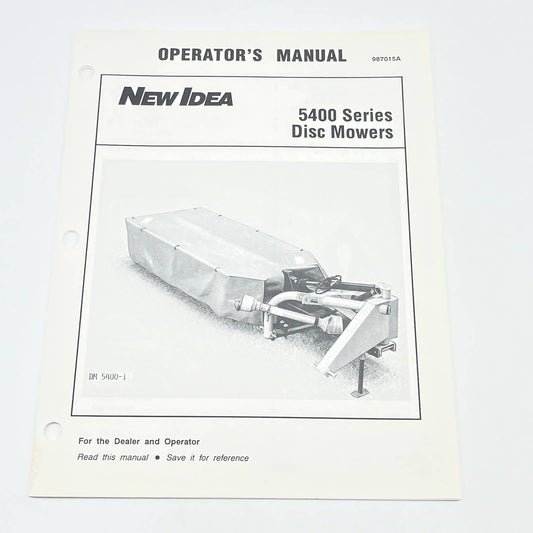 Original 1991 New Idea 5400 Series Disc Mowers 987015A Operator's Manual TB9