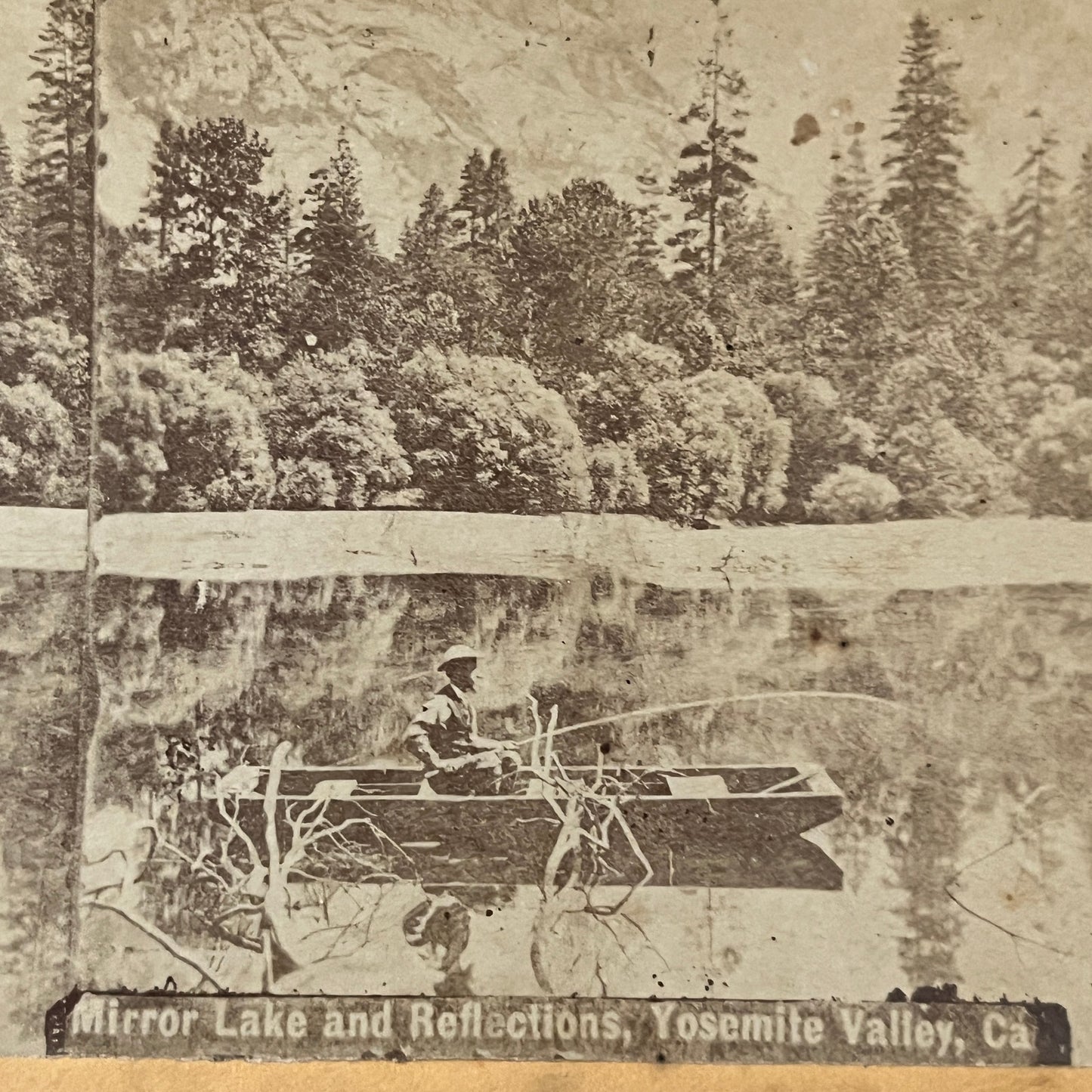 Mirror Lake and Reflections Yosemite Valley CA Antique Stereoview Card H2-3