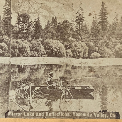 Mirror Lake and Reflections Yosemite Valley CA Antique Stereoview Card H2-3