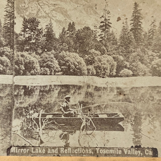Mirror Lake and Reflections Yosemite Valley CA Antique Stereoview Card H2-3