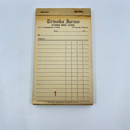 1950s Trinoka Farms Hybrid Seed Corn Order Pad El Dorado Kansas TE4