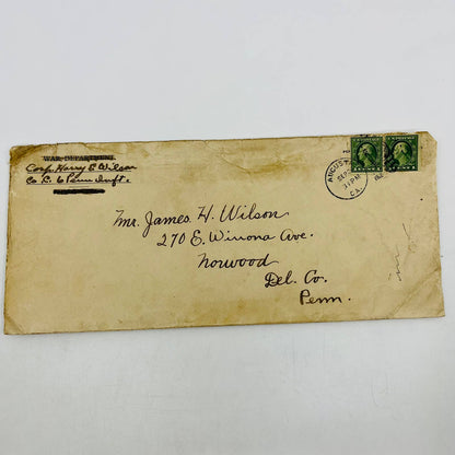 1917 WWI Envelope Postal Cover Department of War Official Business Norwood PA D4