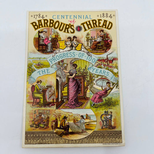 Victorian 1884 Trade Card Barbour's Thread Centennial 1784 - 1884 Lithograph AA3