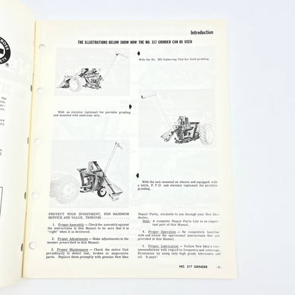 Original 1964 New Idea Operator's Manual G-101 No. 317 Grinder TB9