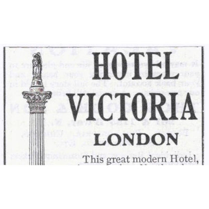 Hotel Victoria London Gordon Hotels Ltd. - 1903 Original Ad TJ7-S9