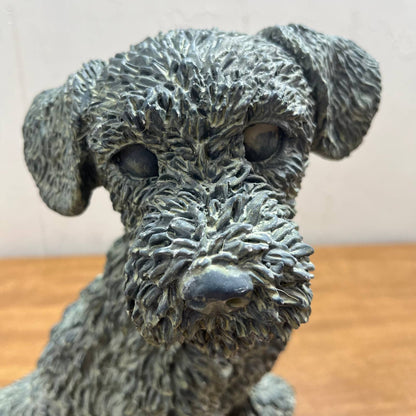 Vintage Large Cast Resin Poodle Puppy Statue Dog Sculpture Figurine 9” TA5