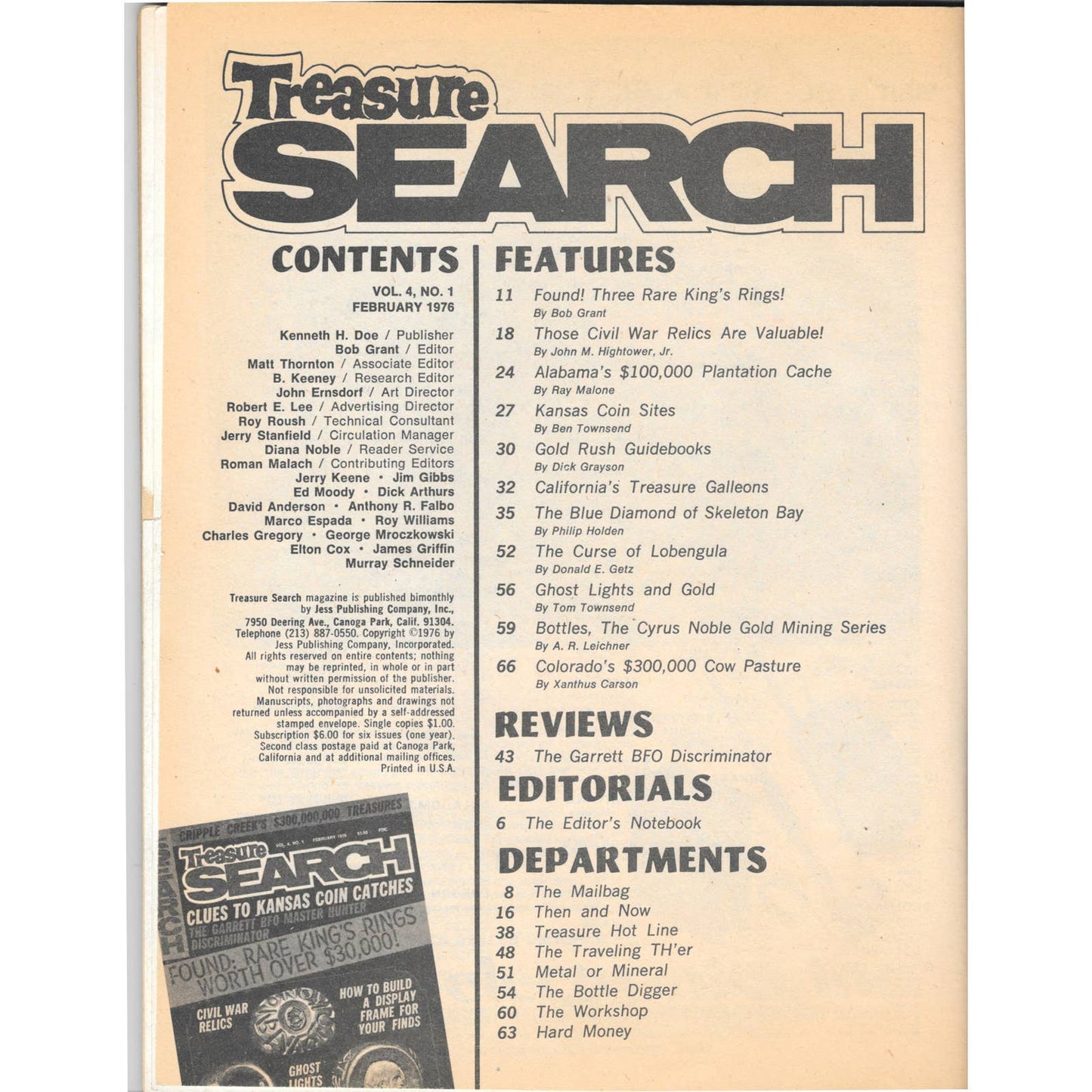 Treasure Search Magazine - Treasure Hunting Metal Detecting Feb 1976 M3