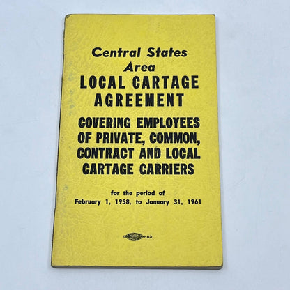 1961 Central States Area  Local Cartage Agreement Booklet TF9