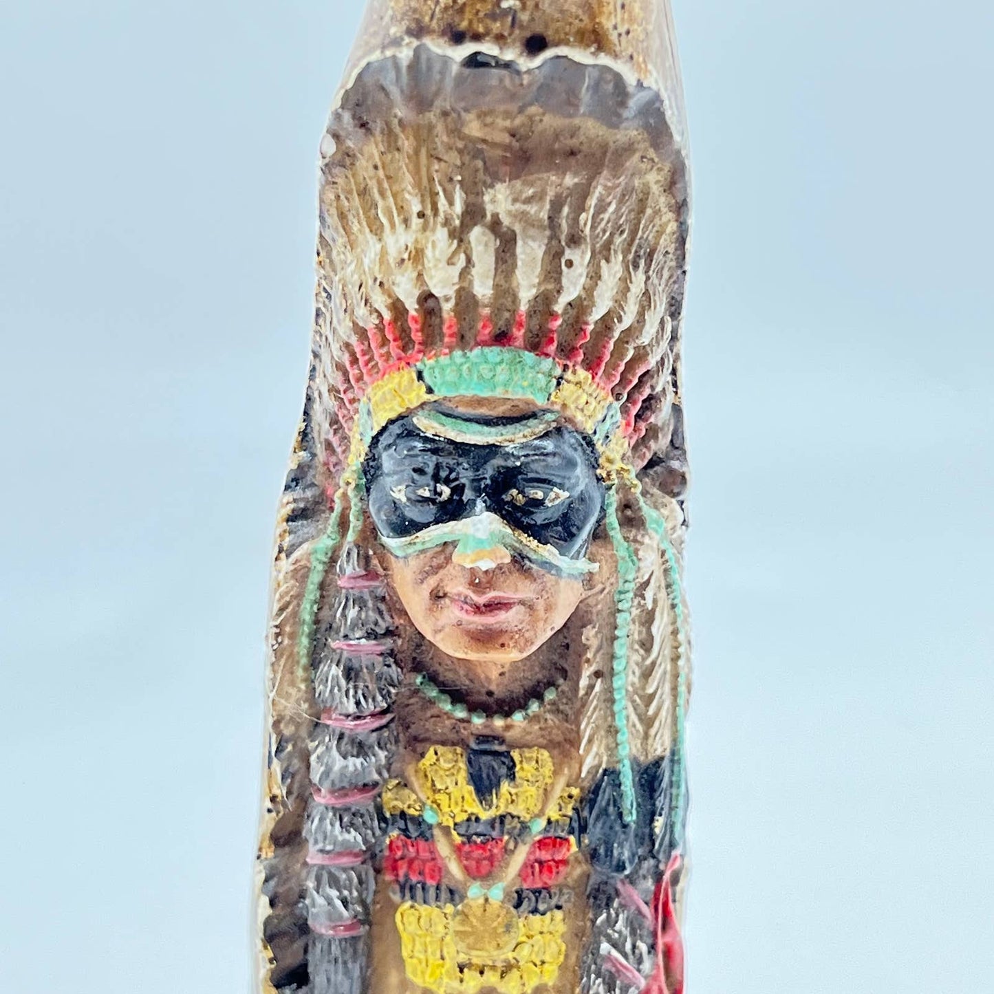 Vintage Native American Indian Figurine Resin Horn Material Carved 7” TE5