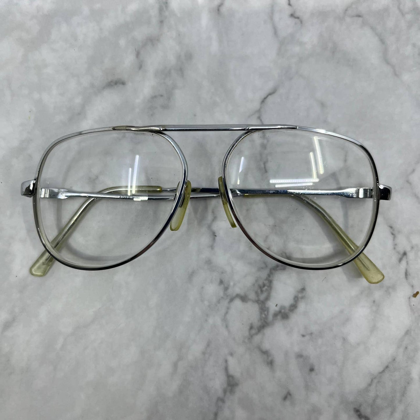 Vintage Silver Tone Aviator Glasses Frames Italian Retro Mod Eyewear TD1-3