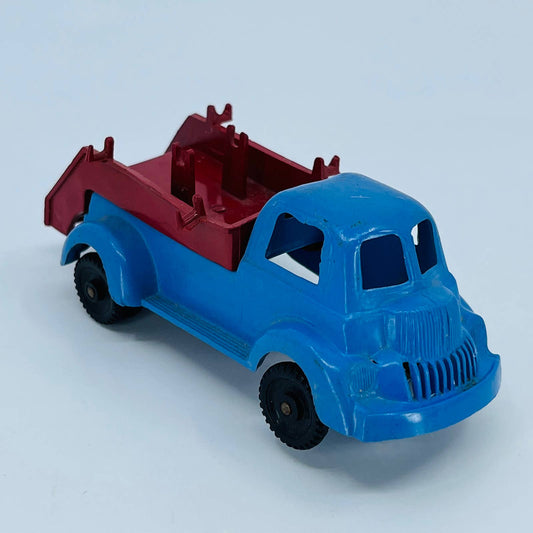 1950s BANNER FIRE TRUCK Plastic Celluloid Toy Dual Back Wheel US 4” TE1-2