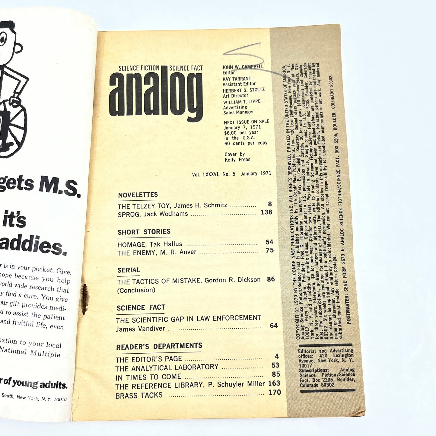 Science Fiction Analog Science Fact January 1971 Pulp Magazine H4-6
