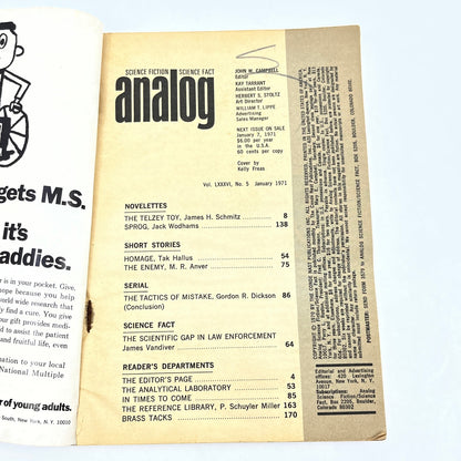 Science Fiction Analog Science Fact January 1971 Pulp Magazine H4-6