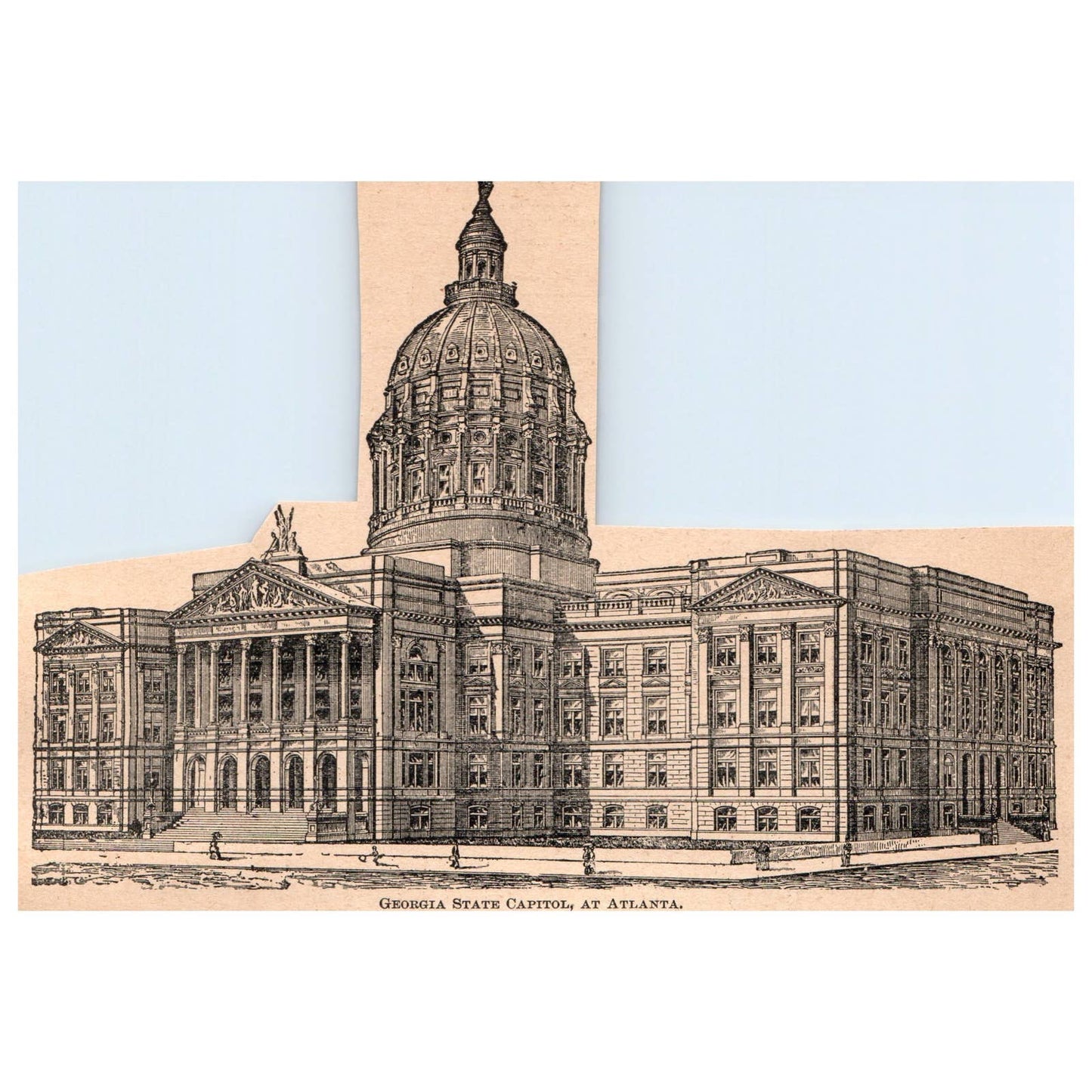 Georgia State Capitol at Atlanta 5x7" Original Engraving 1899 TJ8-7