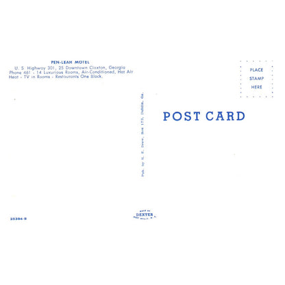 Pen-Leah Motel Claxton Georgia - Postcard TJ8-2