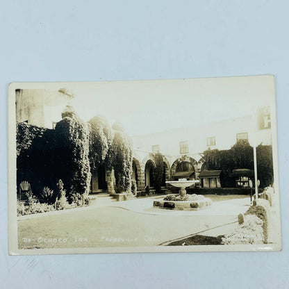 RPPC Post Card Ochoco Inn Prineville Oregon Courtyard Fountain PA8