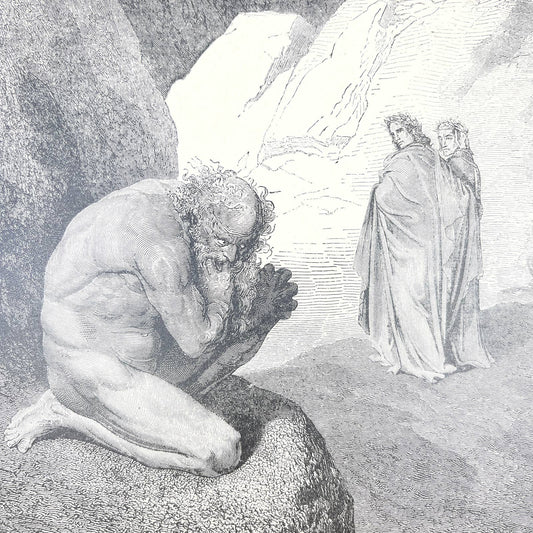 Original 1880s Gustave Dore Engraving Divine Comedy Virgil Rebukes Plutus FL4