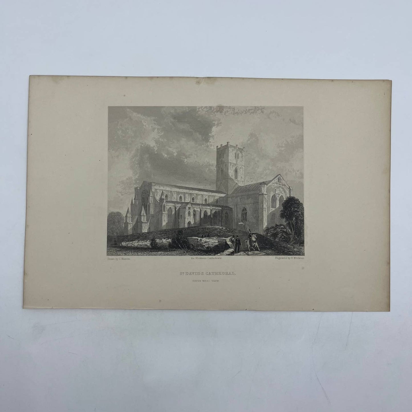 1842 Original Art Engraving St. David's Cathedral With Bio TG6