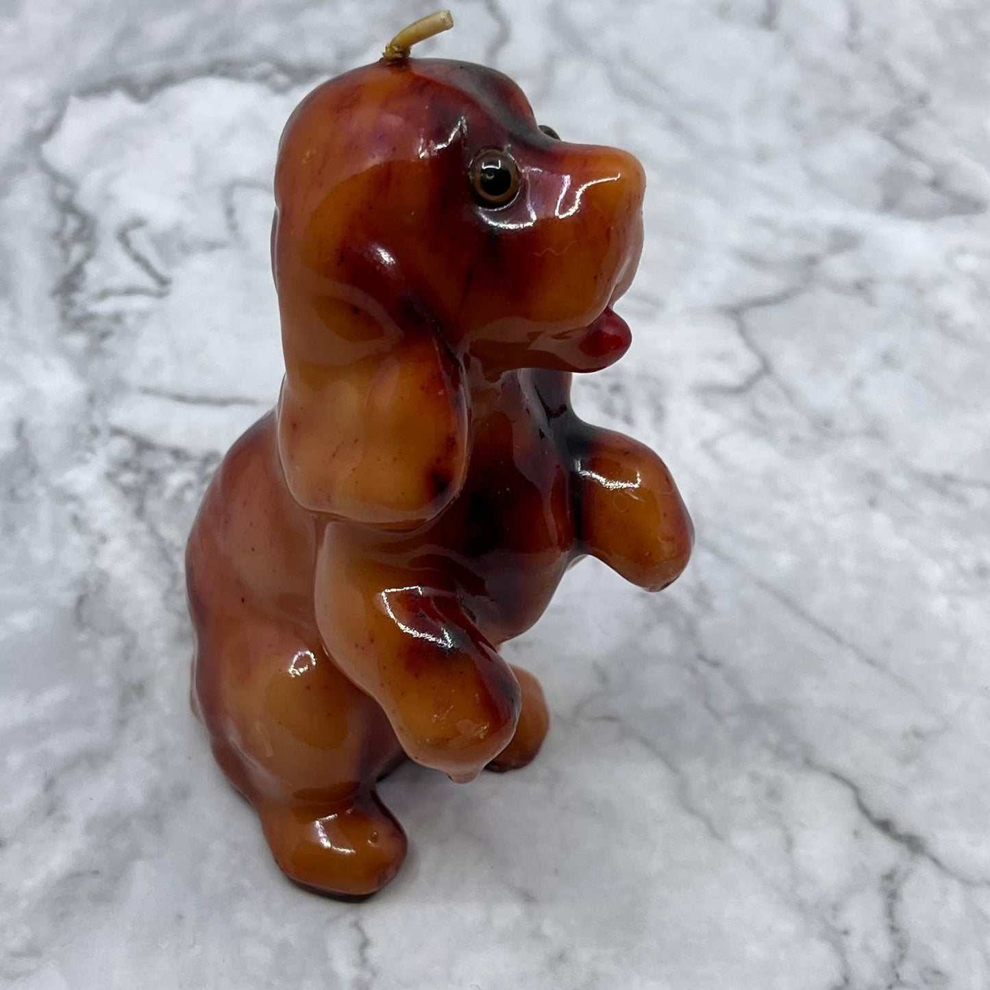 1970s Retro Cocker Spaniel Dog Candle Glazed Wax 4" TE3