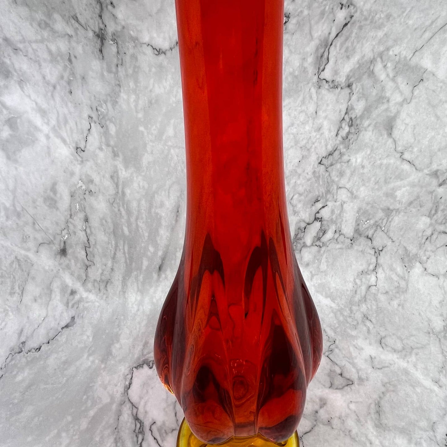Large Viking Swung Glass Swung Orange and Red AMBERINA Vase 21 1/2” TD1