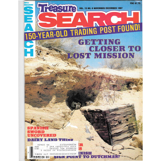 Treasure Search Magazine 1987 Nov/Dec Metal Detecting Gold Diamonds M2