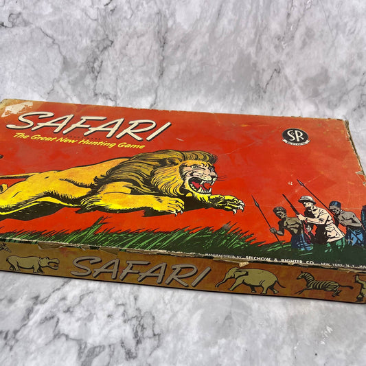 RARE Vintage 1950 Selchow & Righter SAFARI Hunting Game Board Game TJ7