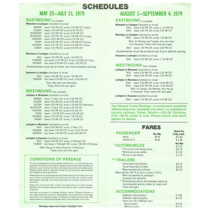 1979 Chessie System Railway Cross Lake Michigan Autoferry Service Brochure SE4