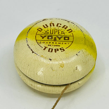 Yellow/White Duncan Super Yo-Yo Tournament Return Tops Wood Toy Yo Yo TE1