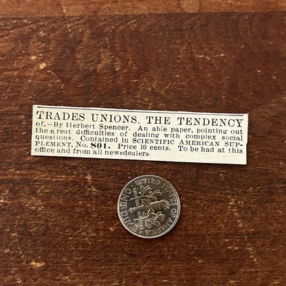 Trades Unions, The Tendency Herbert Spencer Original Advertisement AD8-P28