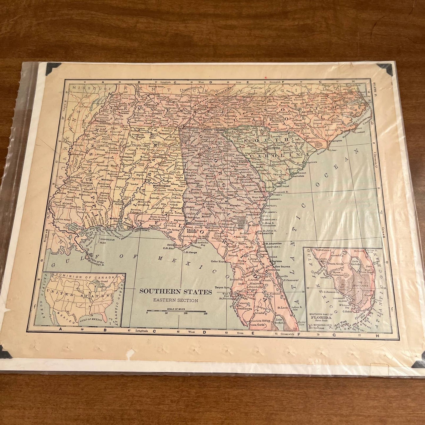 Antique 1903 Map of SOUTHERN STATES USA Color 10 x 12” FL5